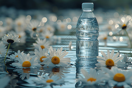 水瓶与池塘背景图片