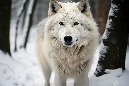 森林中的白狼图片