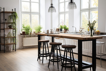 现代北欧风厨房背景图片