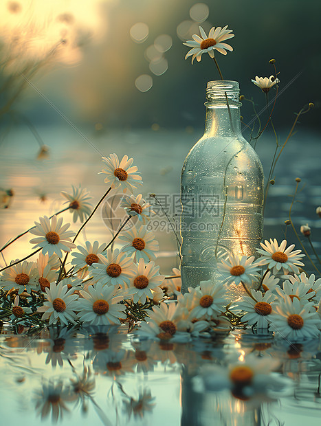 水瓶与雏菊图片