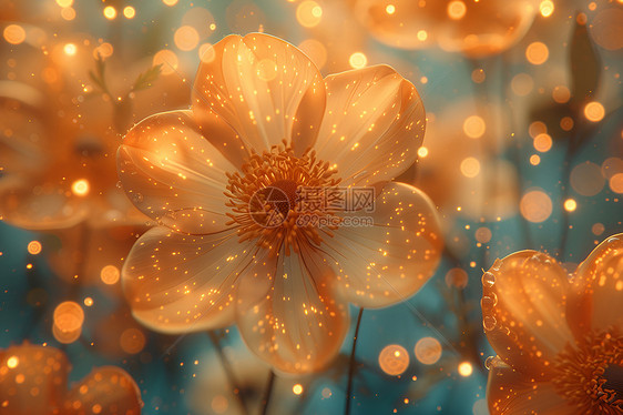 璀璨绽放的金色花朵图片