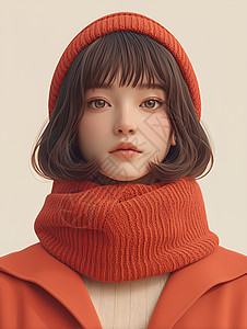 冬日红衣女人图片