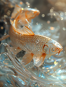 水中美丽的优雅金鱼图片