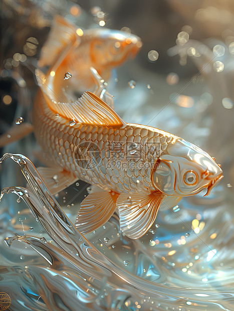 水中美丽的优雅金鱼图片