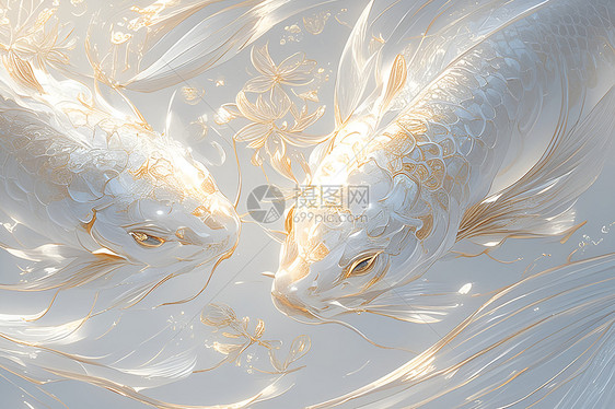 美丽的白色金鱼图片