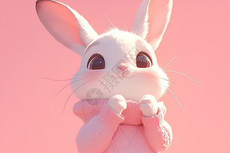 粉色背景下的兔子图片