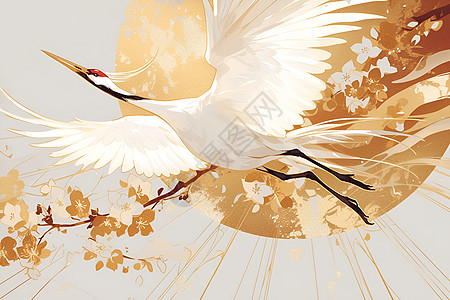 一只白色的红冠鹤图片