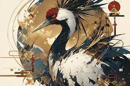 艳丽的红冠鹤图片