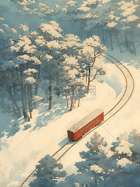 冬季森林中的列车图片