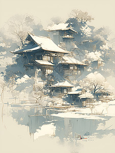 冬季的村庄房屋图片