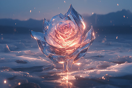 冰雪中燃烧的花朵背景图片