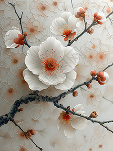 一支白色的梅花图片