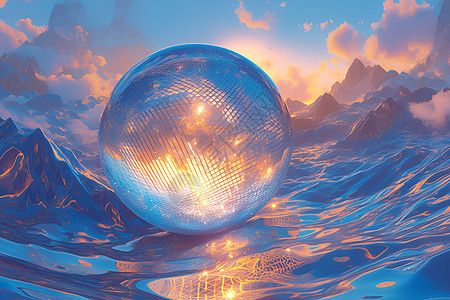 水中漂浮的立体球背景图片