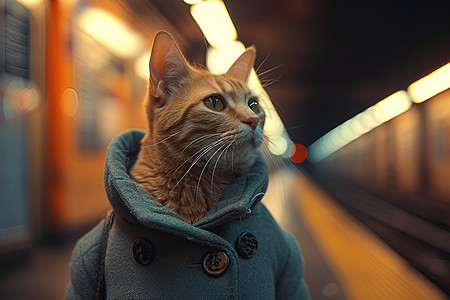 一只穿着外套的猫图片