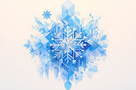 蓝白交织的雪花图案背景图片