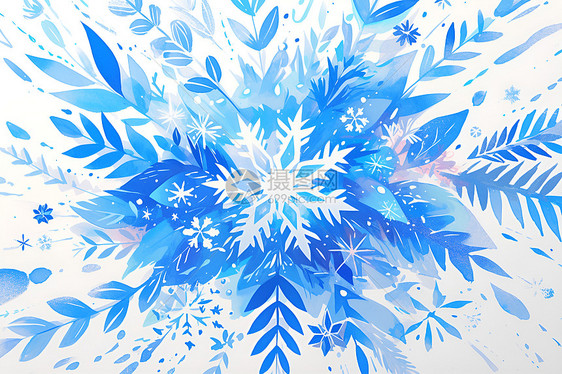 蓝色雪花边框图片