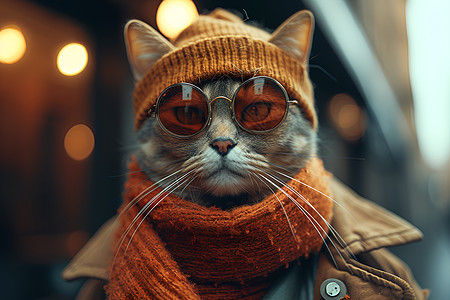 街道上的时尚猫图片