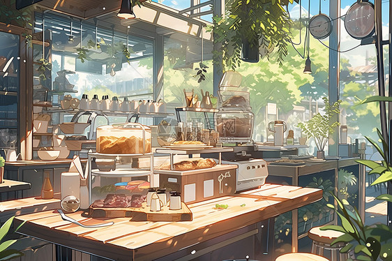 夏日的咖啡店图片