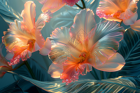 美丽的玻璃质感的花朵图片