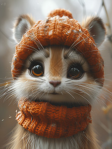 可爱动物戴橙色小帽图片