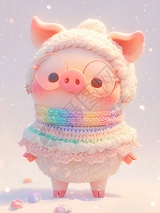 小猪穿着可爱羊毛衣背景图片
