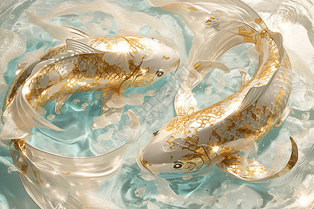 闪耀水中的金鲤图片