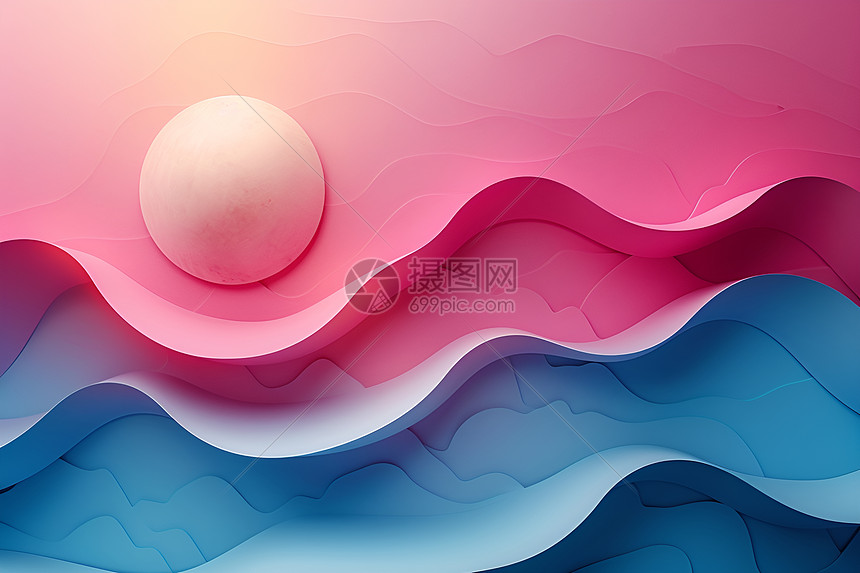 波浪上的圆球图片