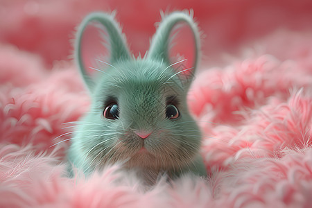 粉色世界的棉花糖兔图片