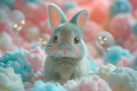 绒球兔子图片