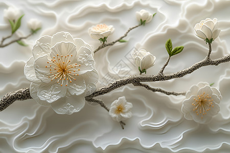 漂亮精致的白梅花图片