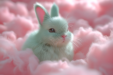 糖棉花的绿兔子图片
