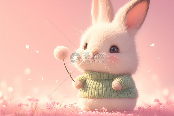 幸福的兔子图片