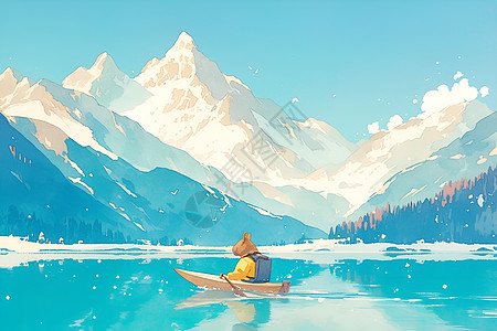 冰湖上的小舟背景图片