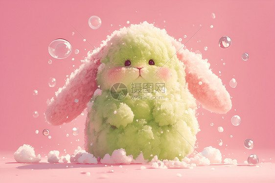 棉花糖小绿兔图片