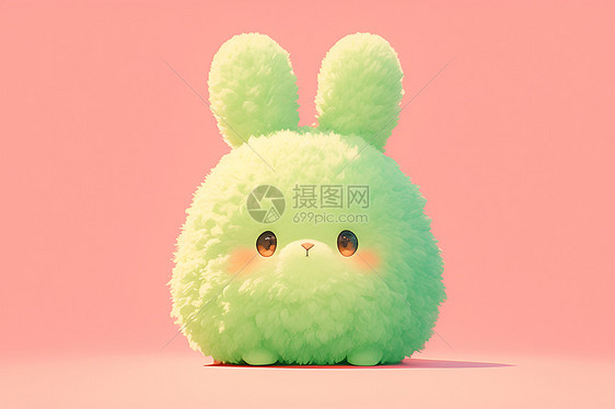 绿色棉花糖小兔子图片