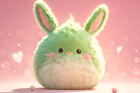 软绵绵的绿色棉花糖兔子背景图片
