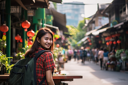 旅行中的女孩背景图片