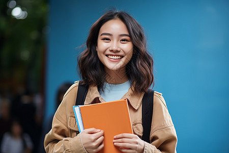 快乐的亚洲女学生图片