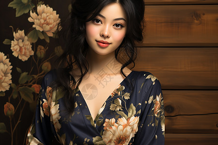 浪漫花裙的亚洲美女图片