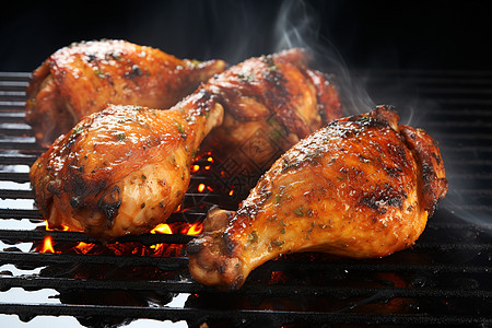 烤鸡素材美味的烤鸡腿背景