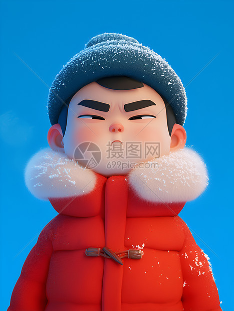 冬日红衣男子图片