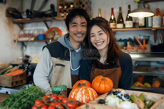 店铺里的情侣图片