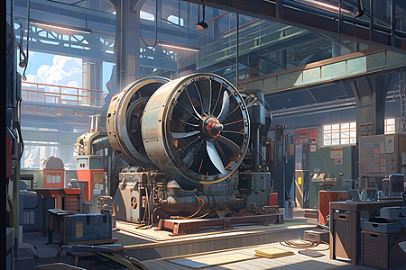 工厂内的工业机器绘画图片