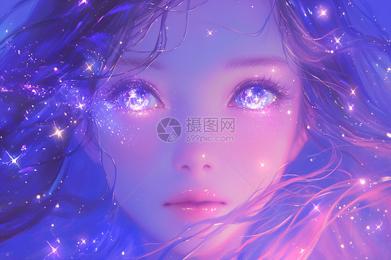 星空动漫女孩图片