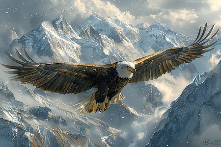 翱翔在空中的老鹰背景图片