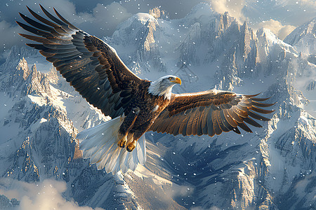冰雪之巅的巨鹰背景图片