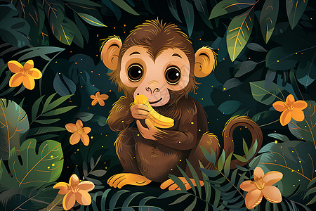 奇趣丛林猴子背景图片