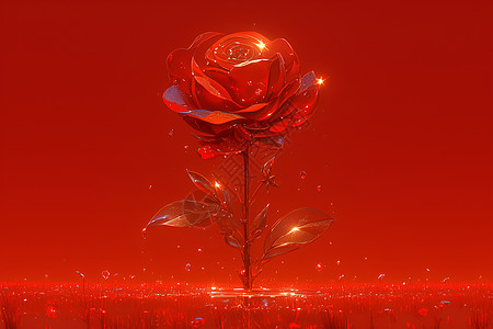 干玫瑰花瓣血红的玫瑰插画