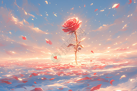 干玫瑰花瓣玫瑰的冬日之旅插画