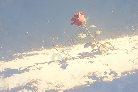 雪地里红玫瑰图片